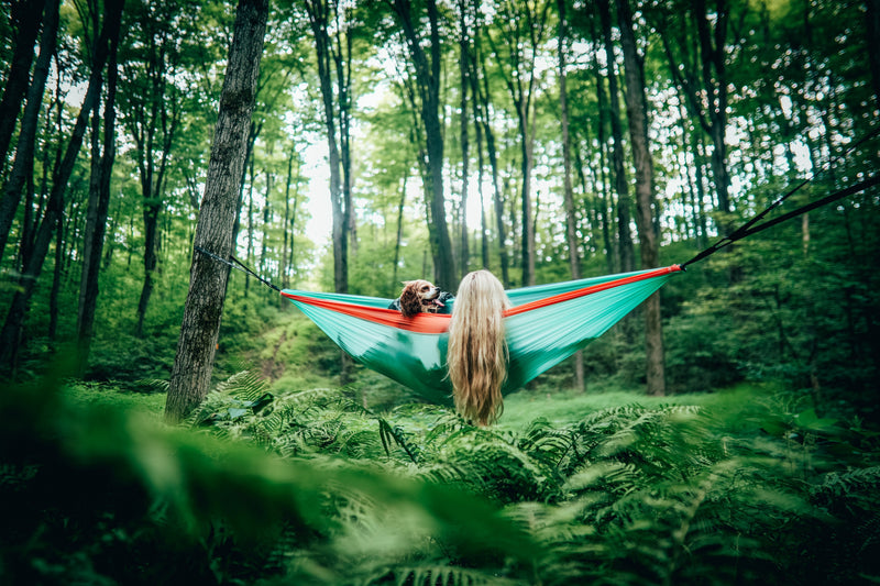 Sky Blue - Recycled Double Hammock with Straps - Nakie