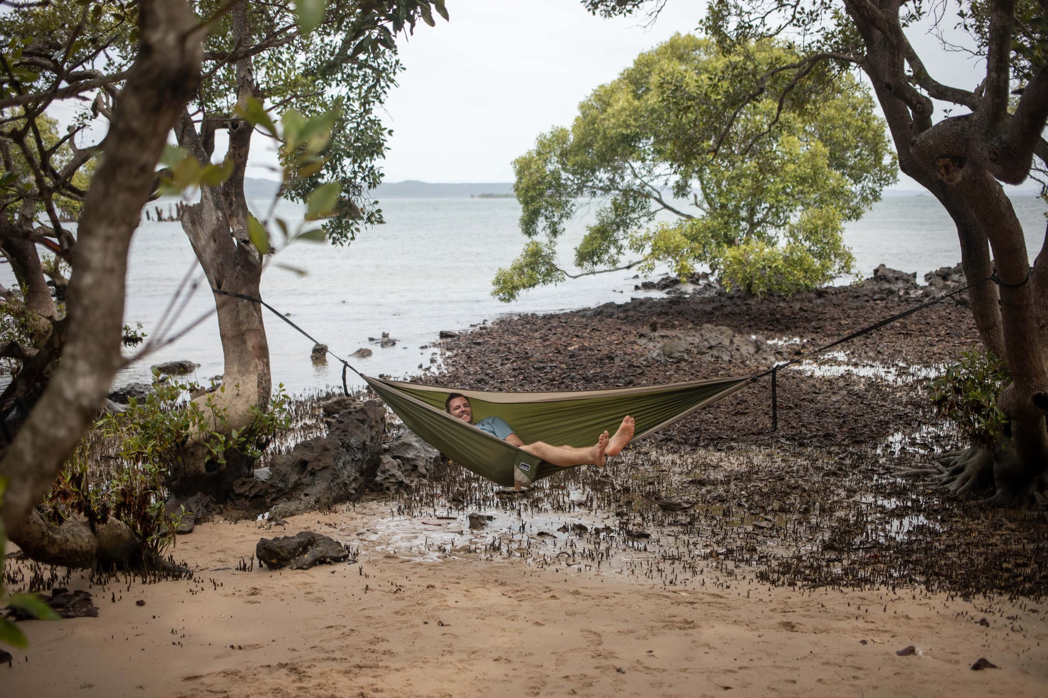 Olive Green Recycled Hammock with Straps