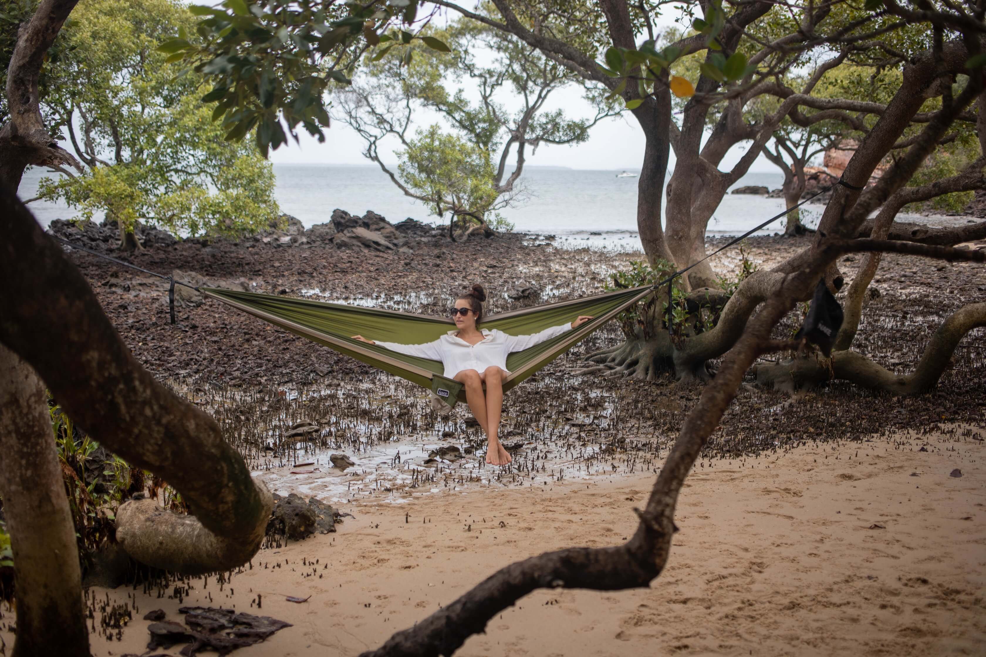 Olive Green Recycled Hammock with Straps