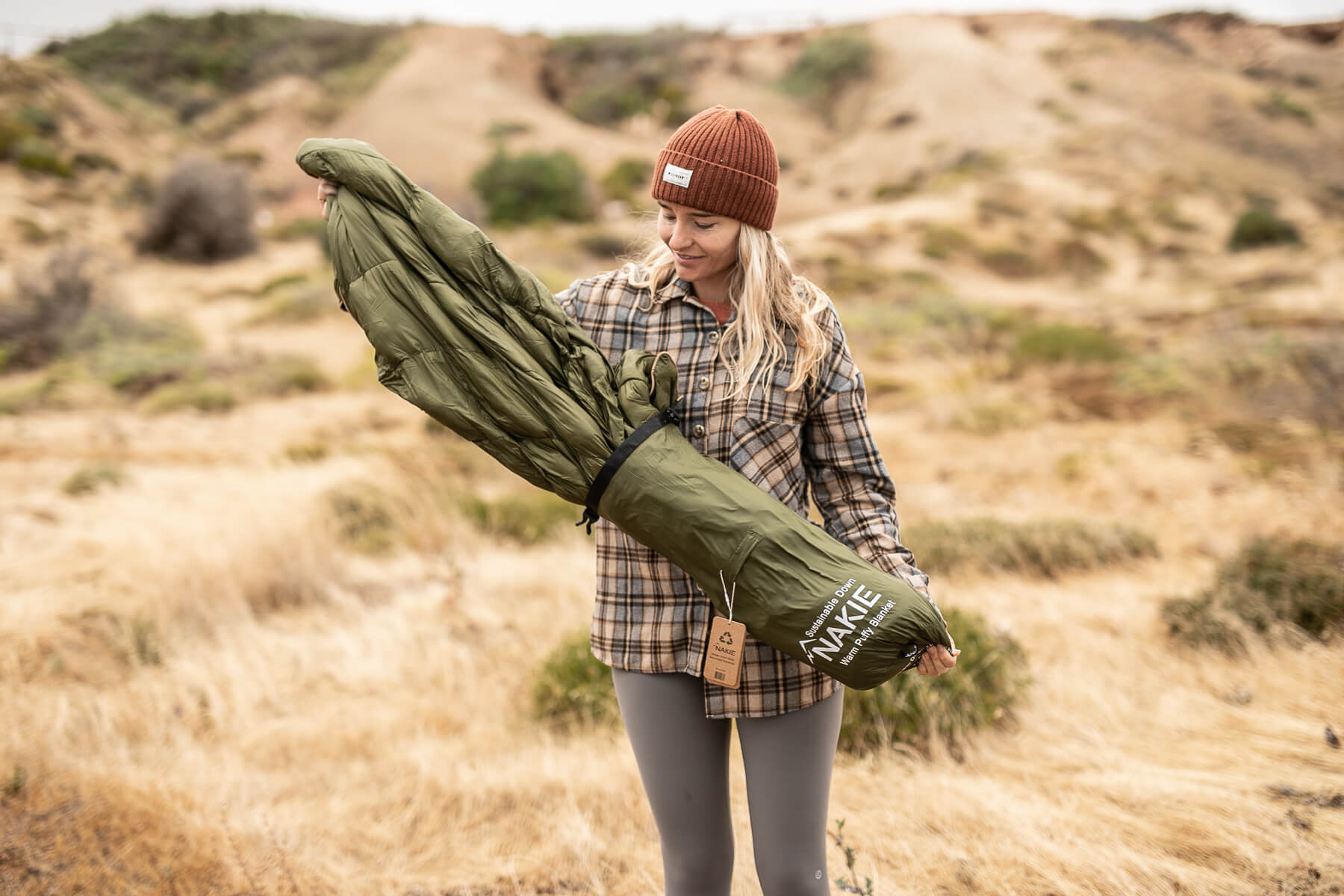 Olive Green Sustainable Down - Puffy Blanket