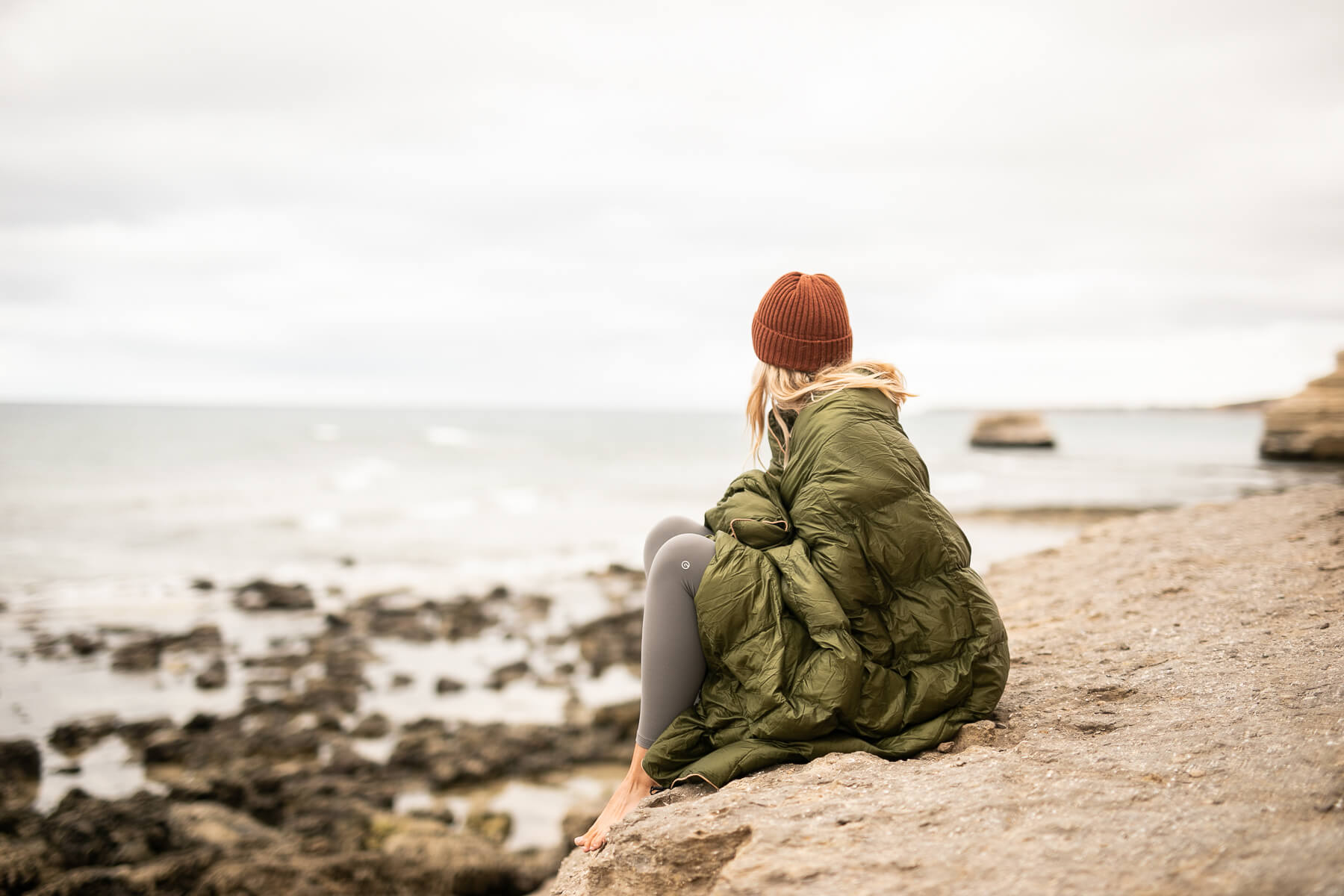 Olive Green Sustainable Down - Puffy Blanket