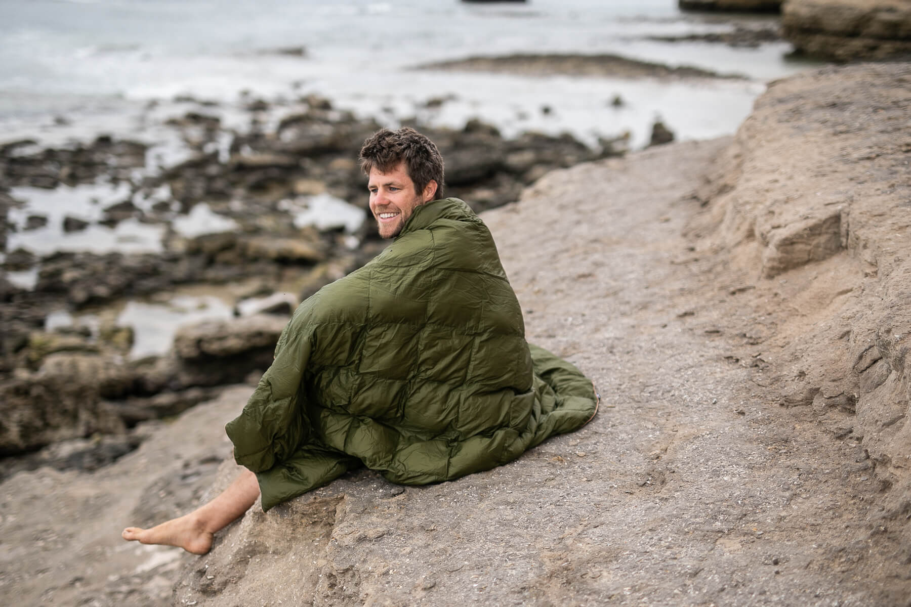 Olive Green Sustainable Down - Puffy Blanket