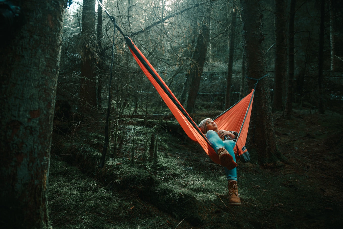 Sunburnt Orange  Recycled Hammock with Straps