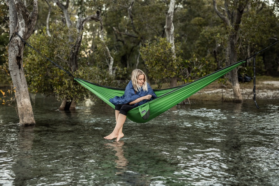 Recycled Hammock, Towel & Puffy Blanket Combo