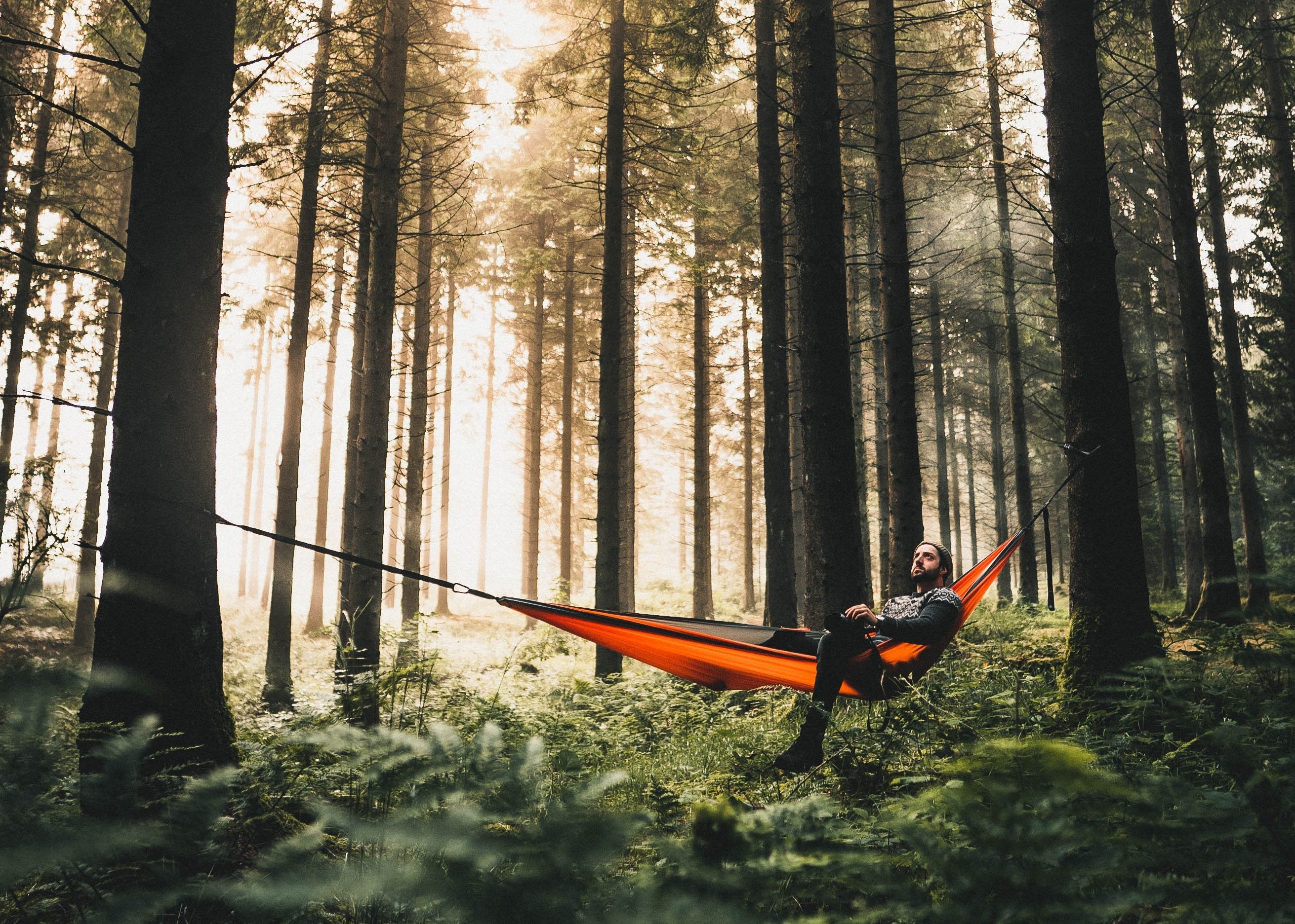 Sunburnt Orange - Recycled Double Hammock with Straps - Nakie