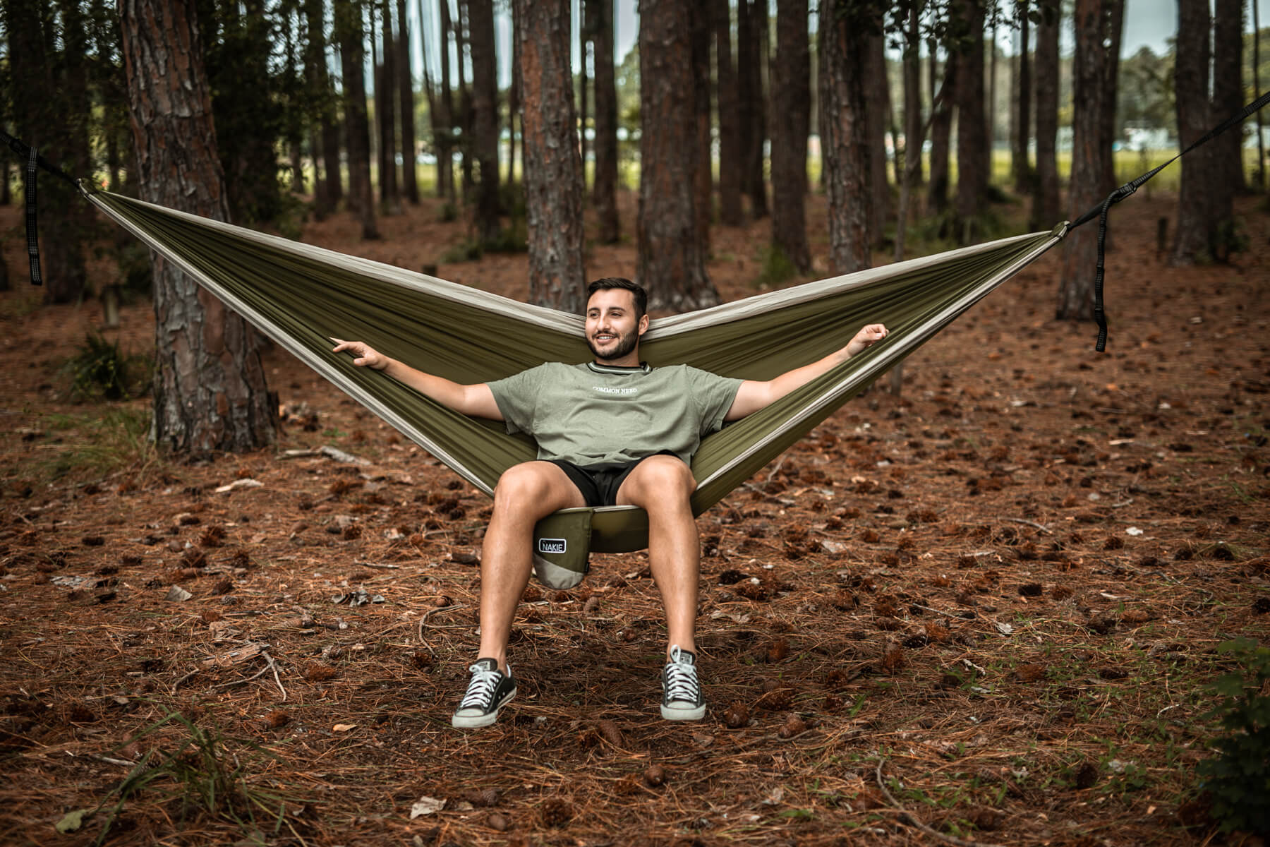 Olive Green Recycled Hammock with Straps