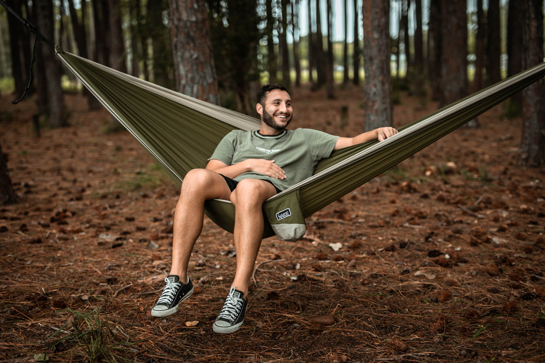 Olive Green Recycled Hammock with Straps