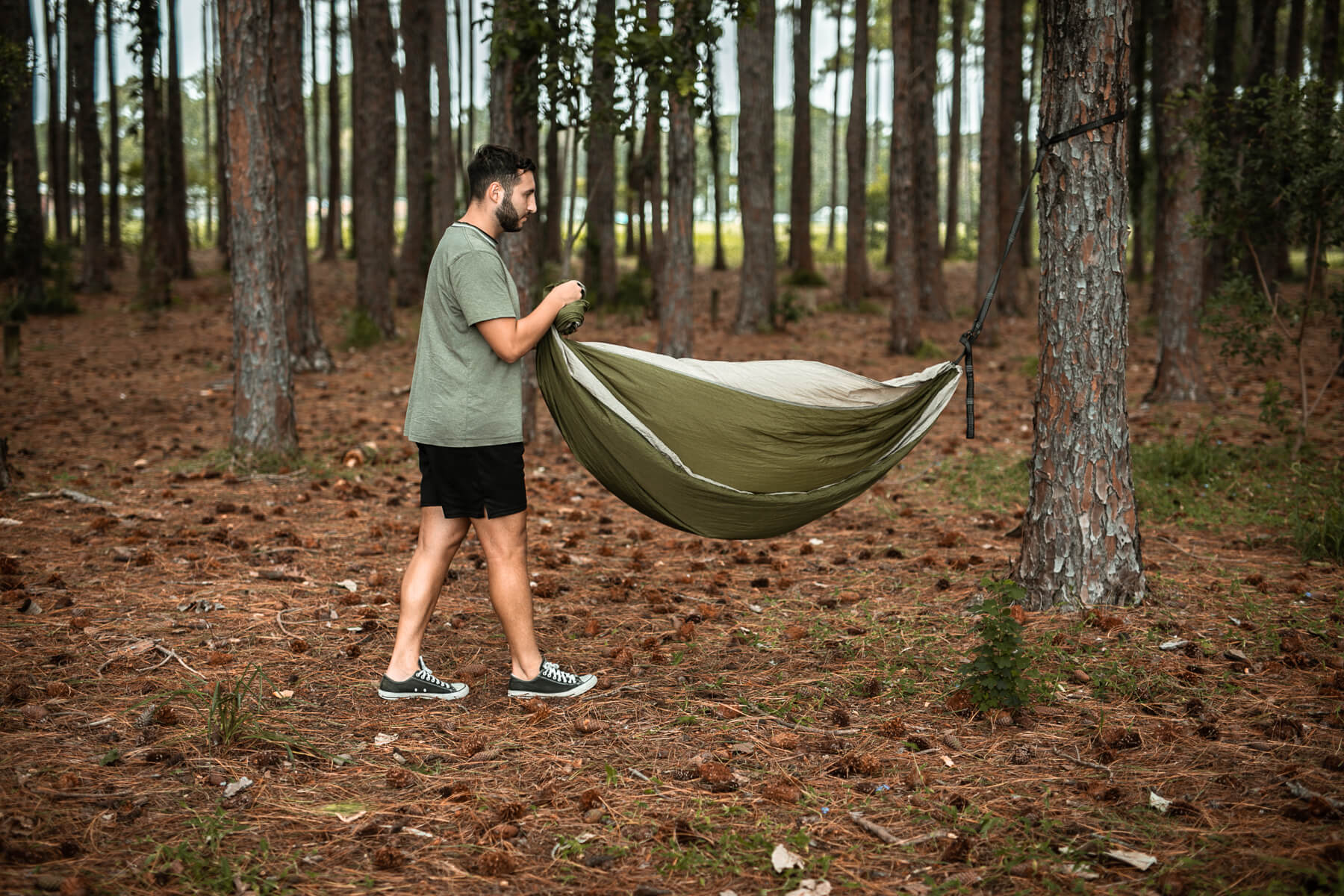 Olive Green Recycled Hammock with Straps