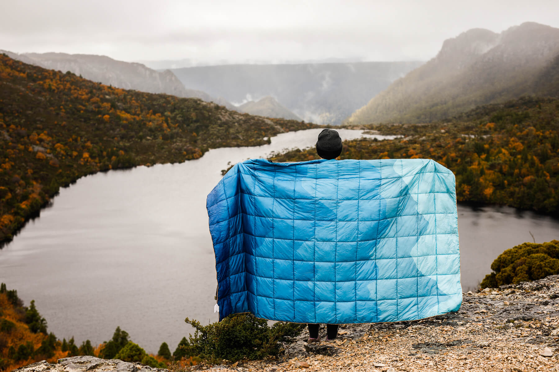 Mountain Blue Sustainable Down - Puffy Blanket